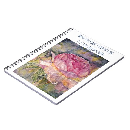Carnet de notes à spirale d'art floral d'aquarelle (Côté gauche)