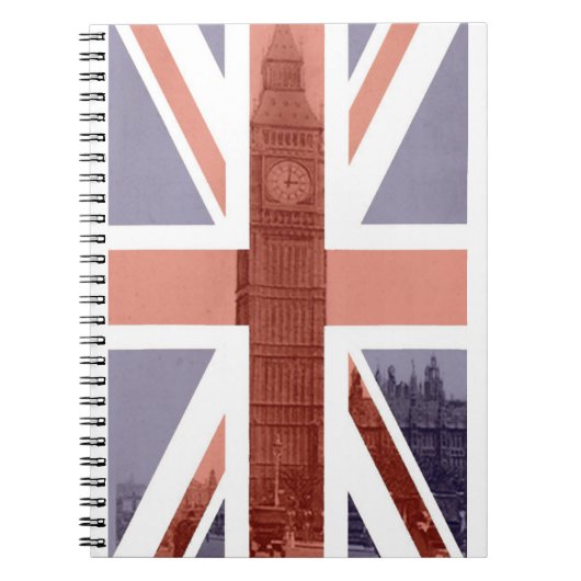 Carnet de notes à spirale de Big Ben de drapeau (Devant)