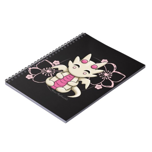Carnet de notes à spirale de dragon rose de Kawaii (Côté gauche)