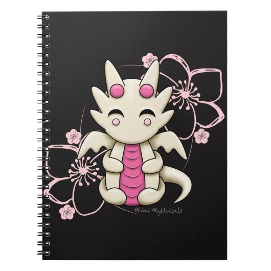 Carnet de notes à spirale de dragon rose de Kawaii (Devant)