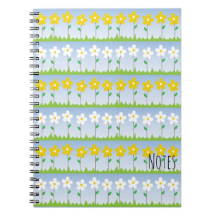 Carnet de notes à spirale de fleurs jaunes et