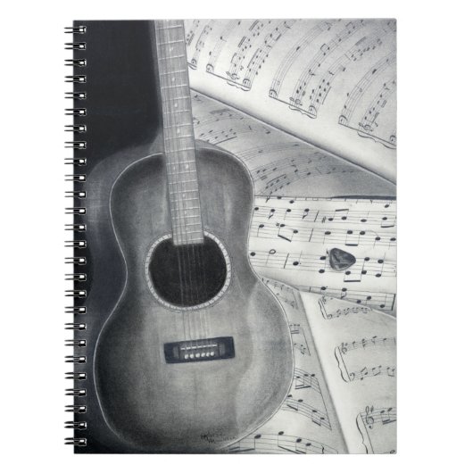 Carnet de notes à spirale de musique de guitare et (Devant)