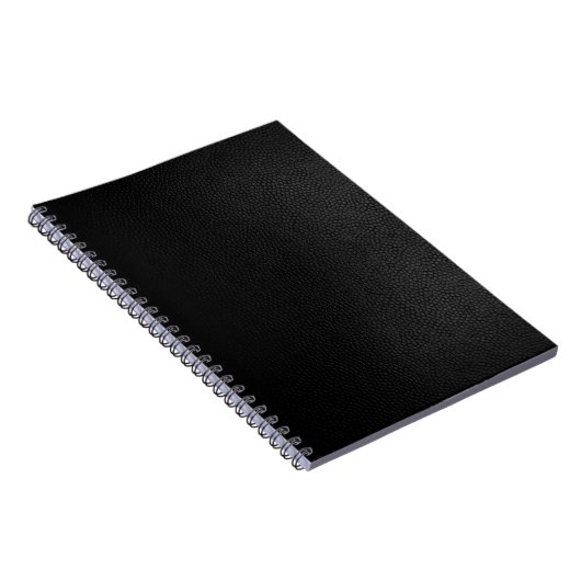 Carnet de notes à spirale de texture en cuir noire (Côté Droit)