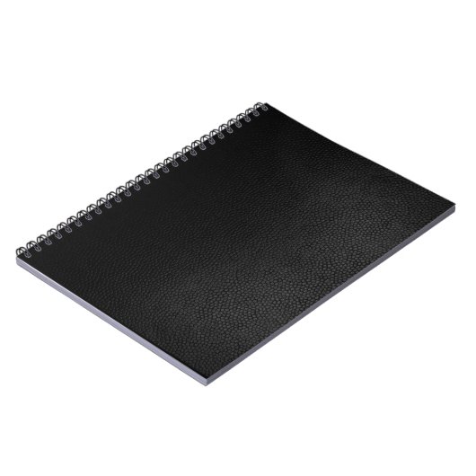 Carnet de notes à spirale de texture en cuir noire (Côté gauche)