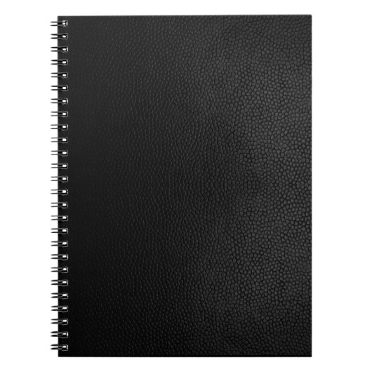 Carnet de notes à spirale de texture en cuir noire (Devant)