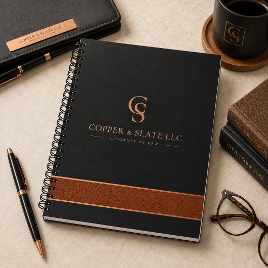 Carnet de notes à spirale en cuivre et ardoise pou