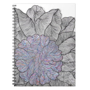 Carnet de notes à spirale floral abstrait dessiné