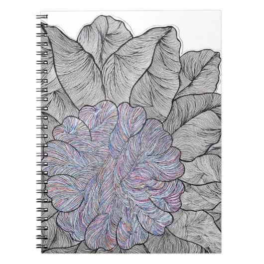 Carnet de notes à spirale floral abstrait dessiné (Devant)