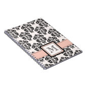 Carnet de notes à spirale Jour de damassé noire (Côté Droit)