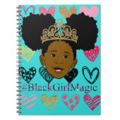 Carnet de notes à spirale magique de fille de noir (Devant)