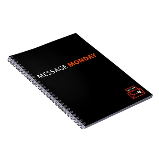 Carnet de notes à spirale noir de lundi de message (Côté Droit)