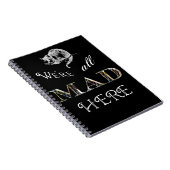 Carnet de notes à spirale noir fou d'Alice de chat (Côté Droit)