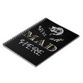 Carnet de notes à spirale noir fou d'Alice de chat (Côté gauche)