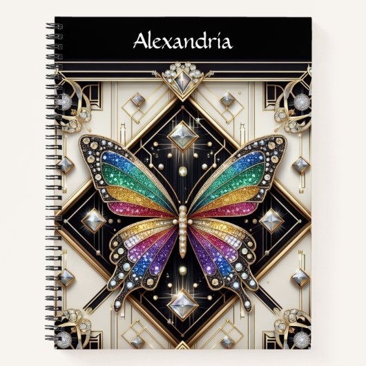 Carnet de notes Art déco papillon arc-en-ciel en s (Devant)