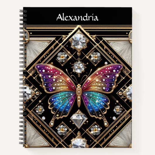 Carnet de notes Art déco papillon arc-en-ciel en s (Devant)