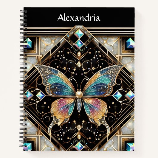 Carnet de notes Art déco papillon arc-en-ciel en s (Devant)