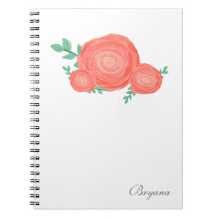 Carnet de notes aux fleurs florales orange peintes