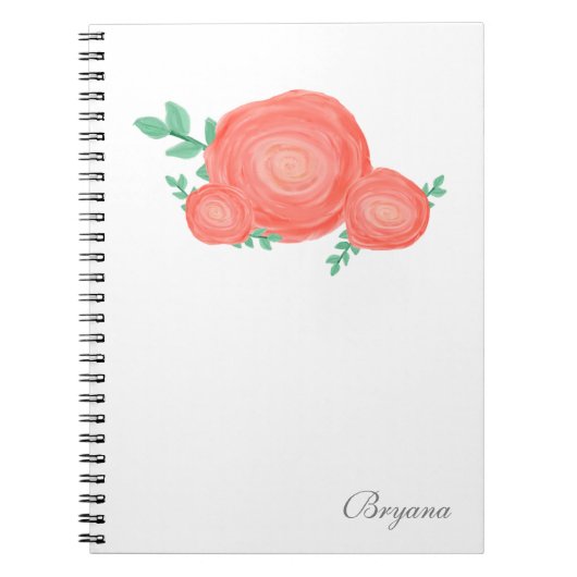 Carnet de notes aux fleurs florales orange peintes (Devant)