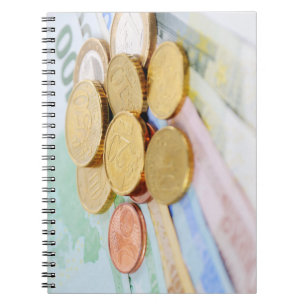 Carnet de notes avec motif monétaire en euros