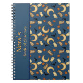 Carnet de notes bleu céleste Halloween sorcière Lu (Devant)