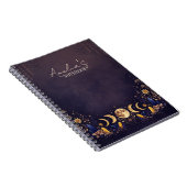 Carnet de notes Bleu Nuit et Or Phase Lunaire Céle (Côté Droit)