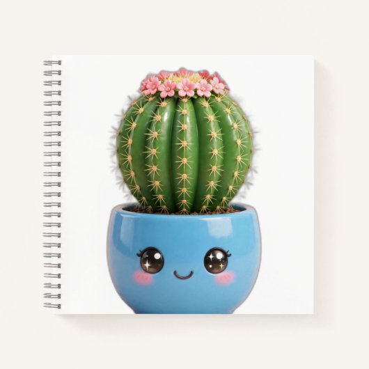 Carnet de notes Cactus Barrel Kawaii Plante d'inté (Devant)