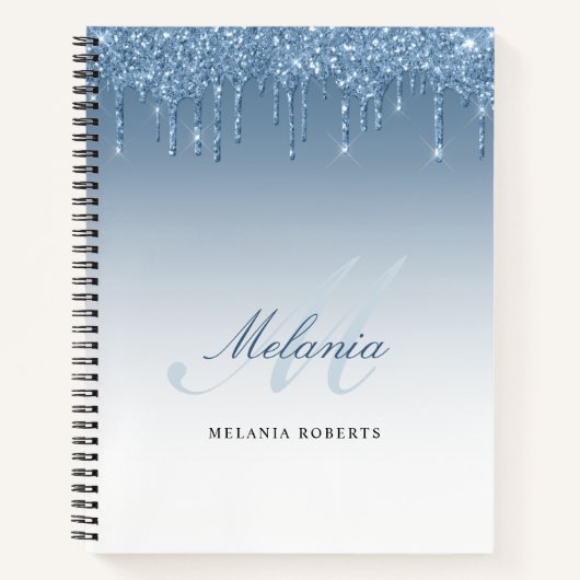 carnet de notes calligraphie monogramme paillettes (Devant)