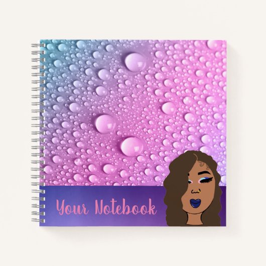 Carnet de notes carré rose et violet Raindrop (Devant)