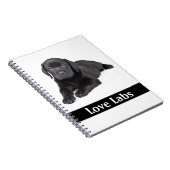 Carnet de notes chiot Labrador Retriever noir Love (Côté Droit)