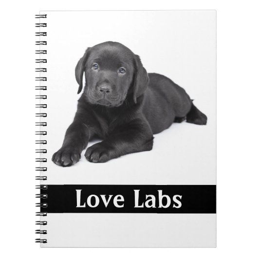Carnet de notes chiot Labrador Retriever noir Love (Devant)