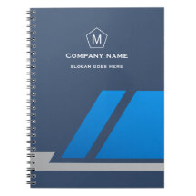 Carnet de notes d'affaires géométrique bleu modern