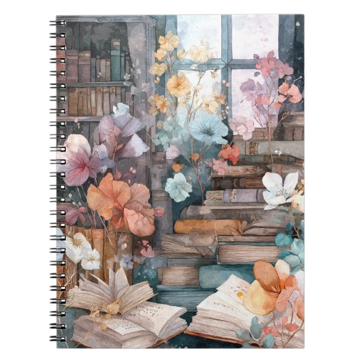 Carnet de notes d'art de bibliothèque florale past (Devant)