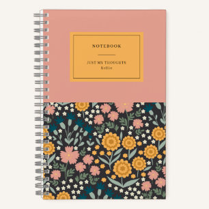Carnet de notes de citation de fleurs roses orange