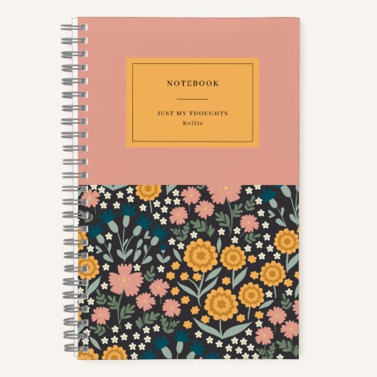 Carnet de notes de citation de fleurs roses orange (Recto)