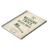Carnet de notes de contractant Mesure deux fois De (Côté gauche)