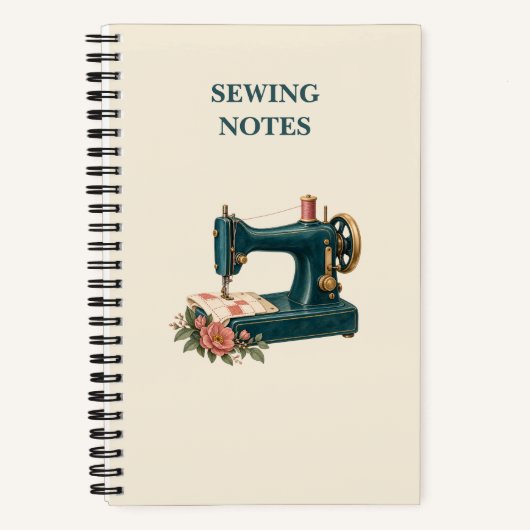 Carnet de Notes de Couture Vintage Sarcelle Machin (Recto)