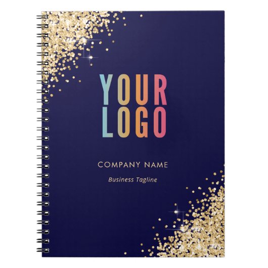 Carnet de notes de luxe en bleu or pour logo d'ent (Devant)