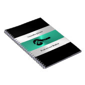 Carnet de notes de luxe Turquoise & Noir Key Real  (Côté Droit)