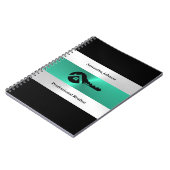 Carnet de notes de luxe Turquoise & Noir Key Real  (Côté gauche)