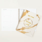 Carnet de notes de mariage élégant en marbre doré (Devant avec enveloppe)