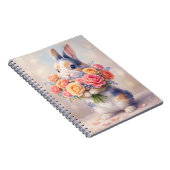 Carnet de notes design lapin avec fleurs / bloc-no (Côté Droit)