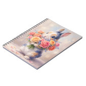 Carnet de notes design lapin avec fleurs / bloc-no (Côté gauche)