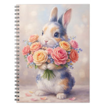 Carnet de notes design lapin avec fleurs / bloc-no