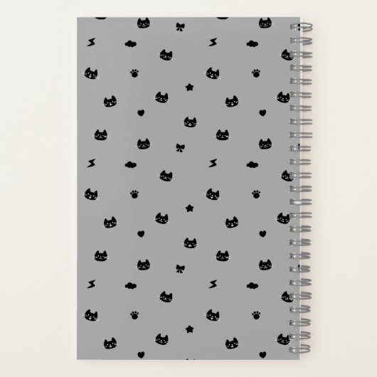 Carnet de notes doodle gris chat (Verso)