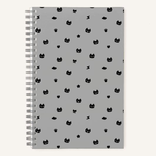 Carnet de notes doodle gris chat (Recto)