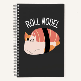 Carnet de notes drôle de chat de sushi « Roll Mode