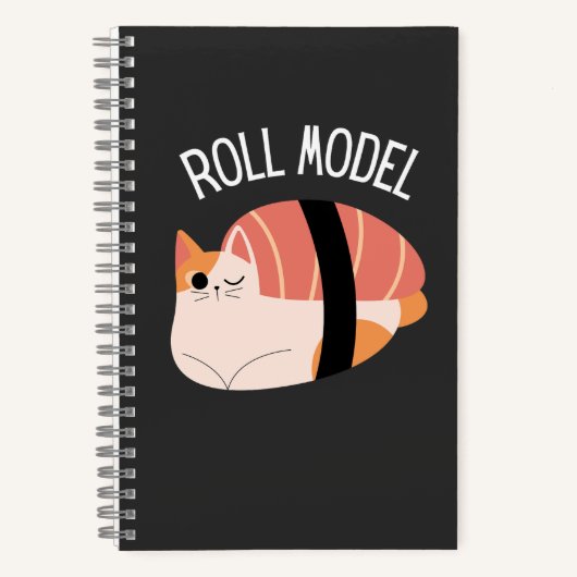 Carnet de notes drôle de chat de sushi « Roll Mode (Recto)