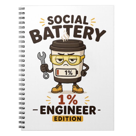 Carnet de notes drôle de l'ingénieur Batterie soci (Devant)