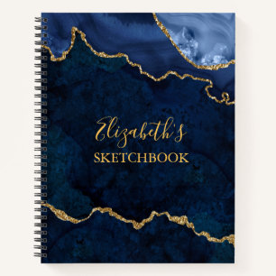 Carnet de notes du Géode de marbre bleu or