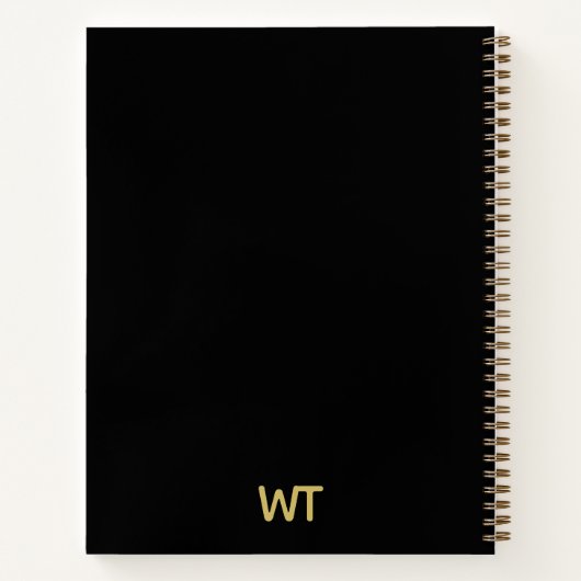 Carnet de notes du logo Initiales en or noir perso (Dos)
